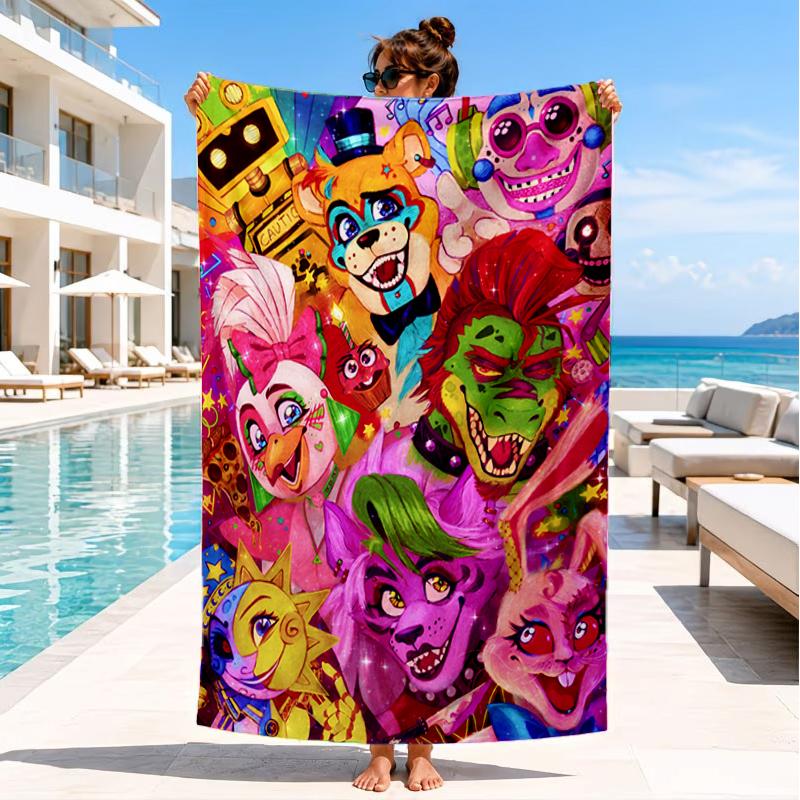 Five Nights Party Beach Towel, Super Soft Microfiber, Perfect Gift for Her/Him, Birthday, for Pool, Beach, Travel, Decor Beach Party