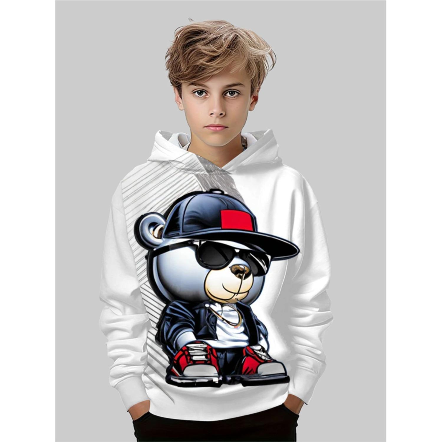 

Новая толстовка с капюшоном с 3D-принтом, модная толстовка с длинным рукавом и капюшоном, удобный пуловер для мальчиков и девочек, детская толстовка 13-14Y