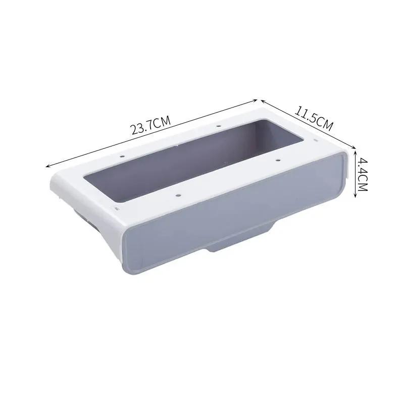 Hidden Hanging Storage Box Kitchen Drawer Knife Fork Spoon Tray Self Adhesive Under Desk Drawer Office Stationery Tool Organizer