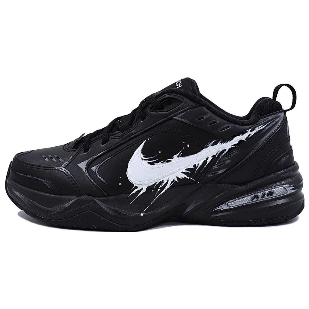 Nike Air Monarch 4 Low Top Chunky Sneakers Unisex Obsidian Black Silver 415445-001(Team25-XSC)