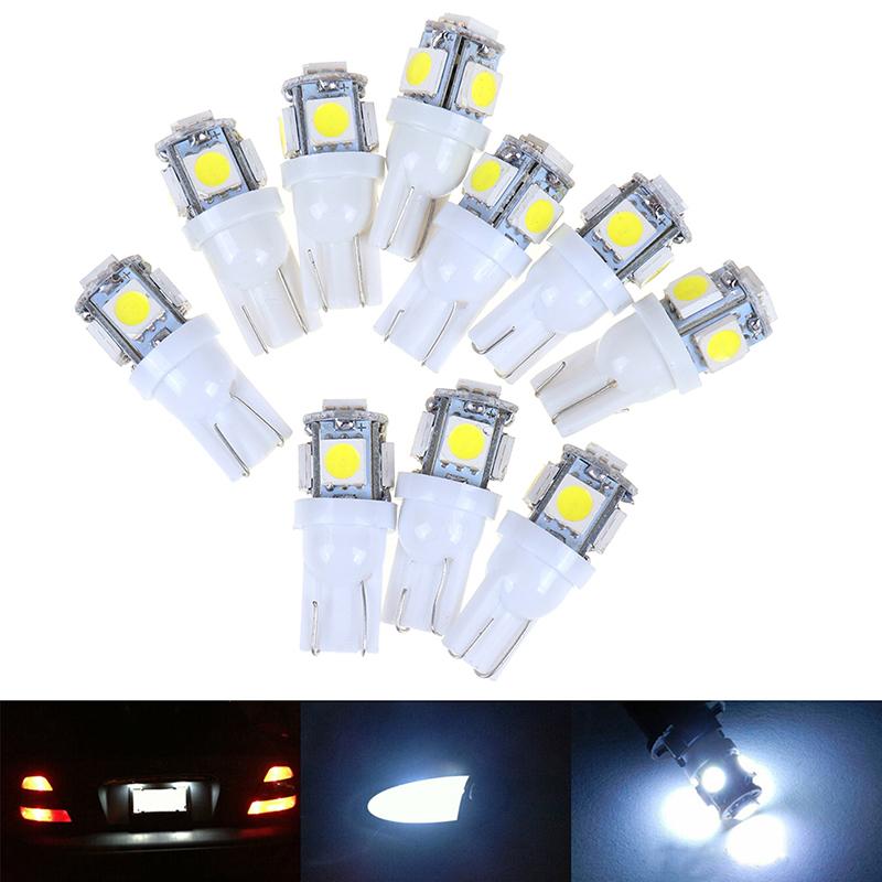 10Pcs White T10 Wedge 5-Smd 5050 5W5 Led License Plate Bulbs Indicator Light