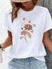 (Asian Size) Clothing T Shirt Print flower sweet Female Woman Women Fashion Tee Top Short Sleeve Graphic T-shirts