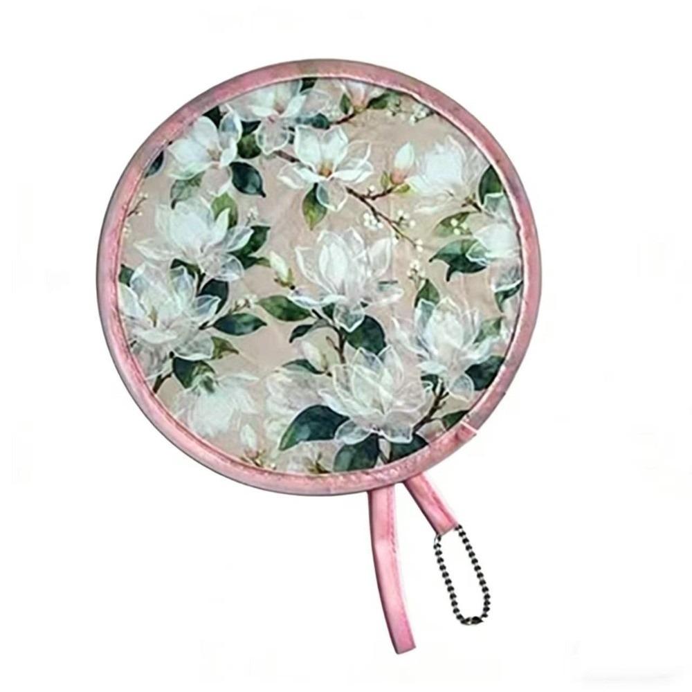 Polyester Handheld Folding Fan Summer Mini Folding Fan Portable Round Foldable Fan  Men Women