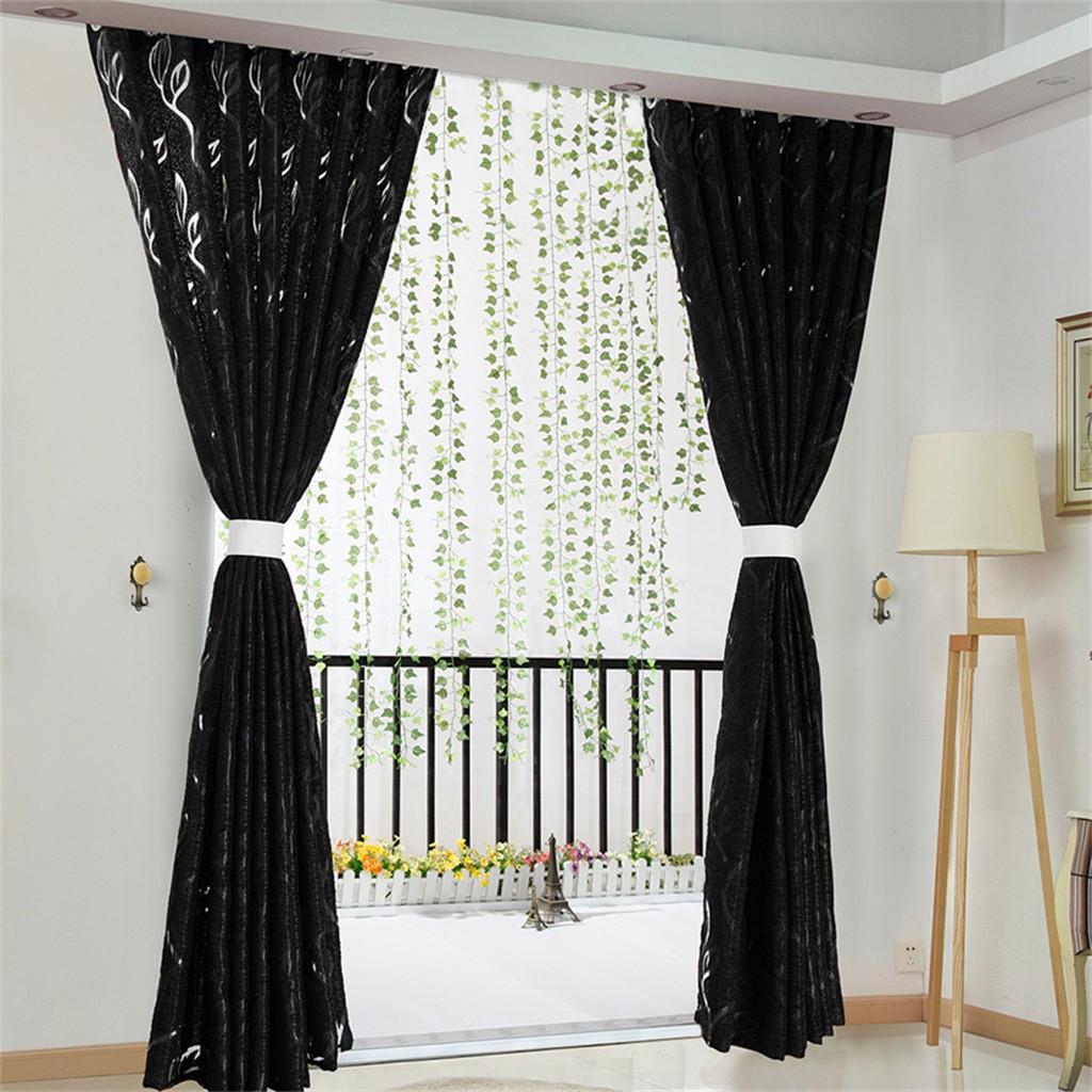 1 PCS Vines Leaves Tulle Door Window Curtain Drape Panel Sheer Scarf Valances