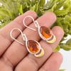 Citrine Gemstone 925 Sterling Silver Handcrafted Jewelry Designer Earrings 1.5" EE-162-2