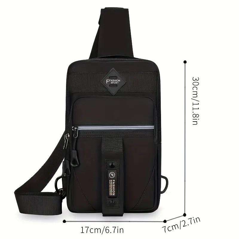 Men'S Outdoor Chest Bag - Stylish Nylon Crossbody Bag, Casual Multi-Functional Sports Sling Bag For Daily Commute& Adventures