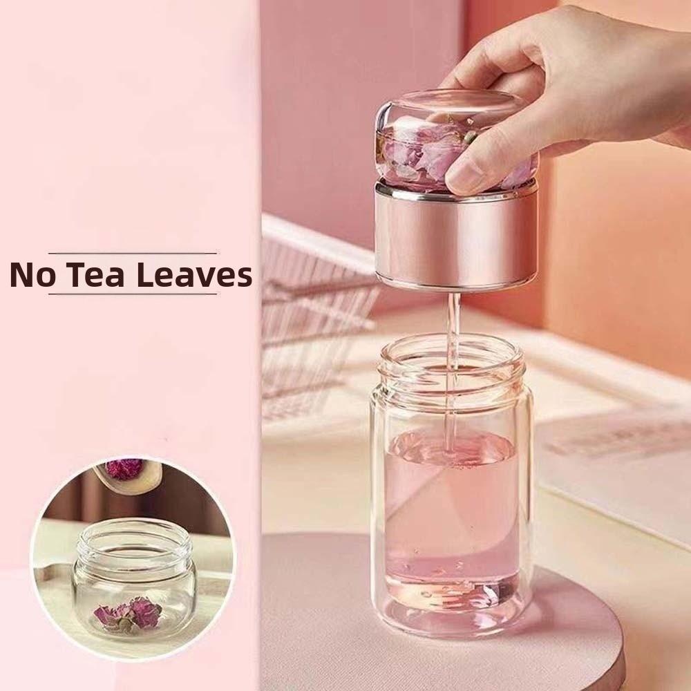 Borosilikatglas Tee-Wasser-Trennung Flasche 304 Edelstahl Runder Mund 500ML Teeflasche Doppelschichtig Hitzebeständig
