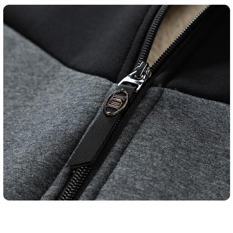 Men's Autumn and Winter with Cashmere Thickened Warm Lamb Cashmere Sports Two-piece Hooded Cardigan Sweatshirt Trousers New Suit