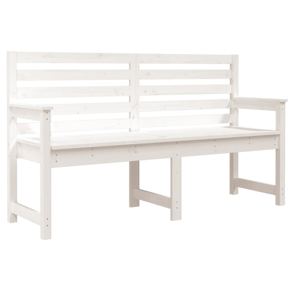 Garden Bench White 159.5 x 48 x 91.5 cm Solid Pine Wood