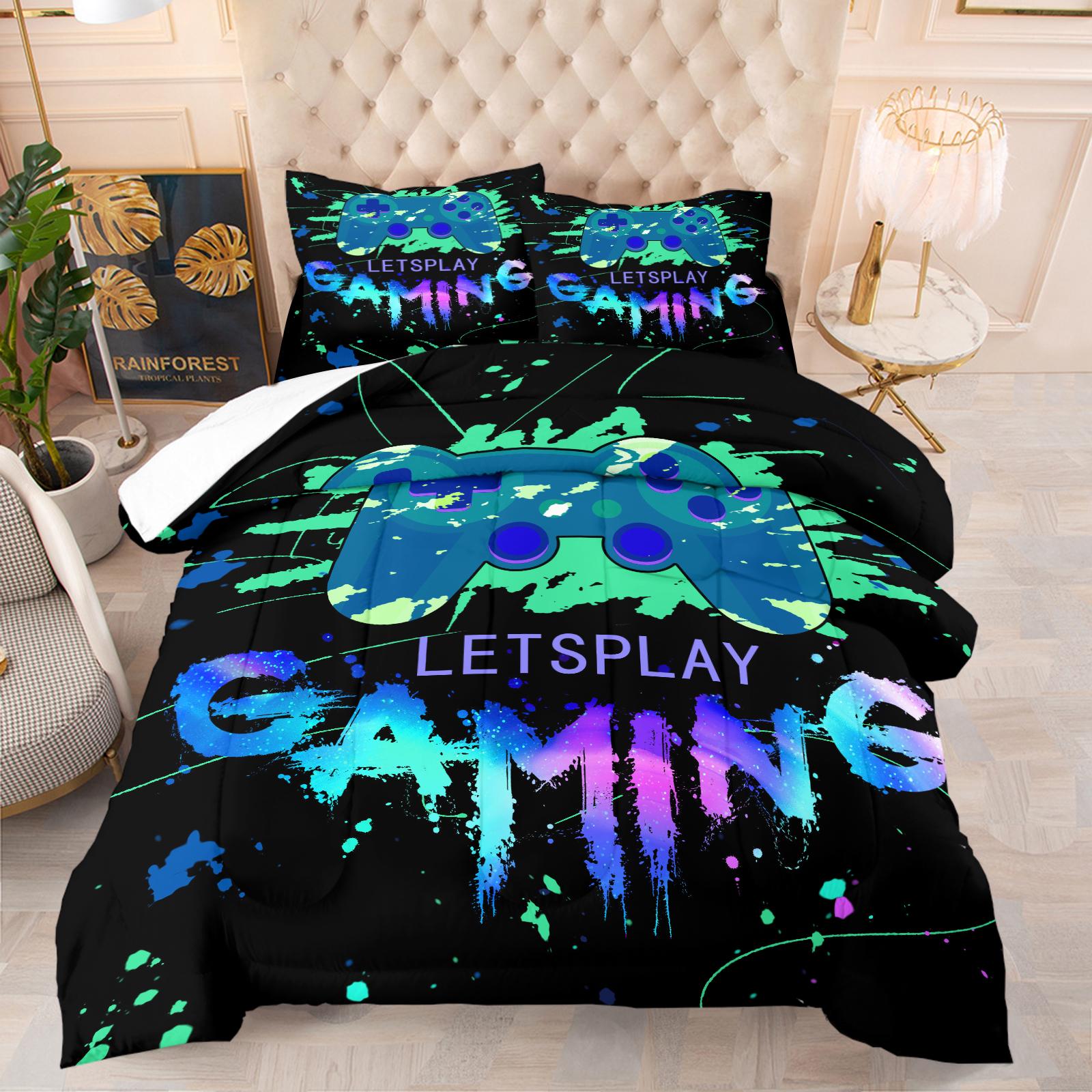 

Gaming Bedding Sets 3D Gamepad Comforter Sets for Boys Games Console Action Buttons Game Controller Room Decor Home Quilt Set Twin