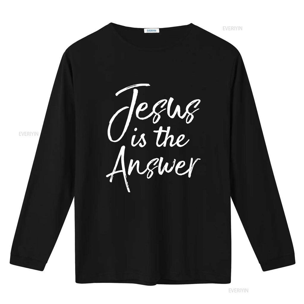 Christian Quote for Women Cute Jesus Is the Answer T Shirt Black X Large Vintage Washed Streetwear Comfortable