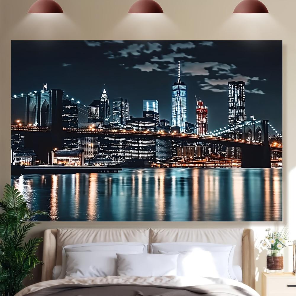 2D Plane 1 Piece Showcasing the Manhattan Skyline At Night Suitable for Birthday Celebration