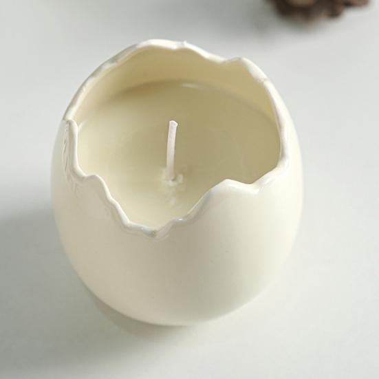 Scented Candle Cup Ceramic Eggshell Holder for Candles, Candles Unique Housewarming Gift Container, Minimalist Art Ornament Home Decor Tabletop