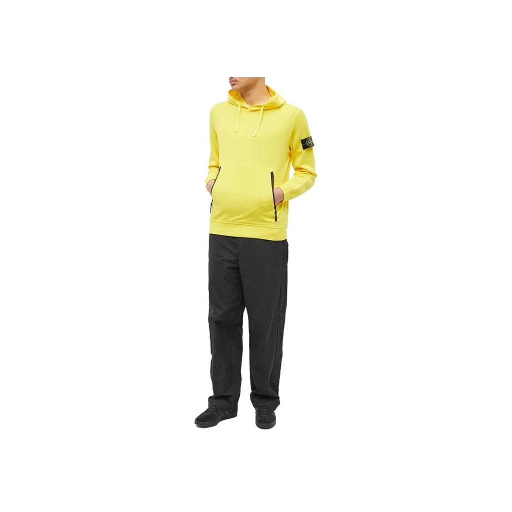 STONE ISLAND Solid Color Badge Zip Hooded Sweatshirt Men Sweatshirt Yellow 781560452-V0030