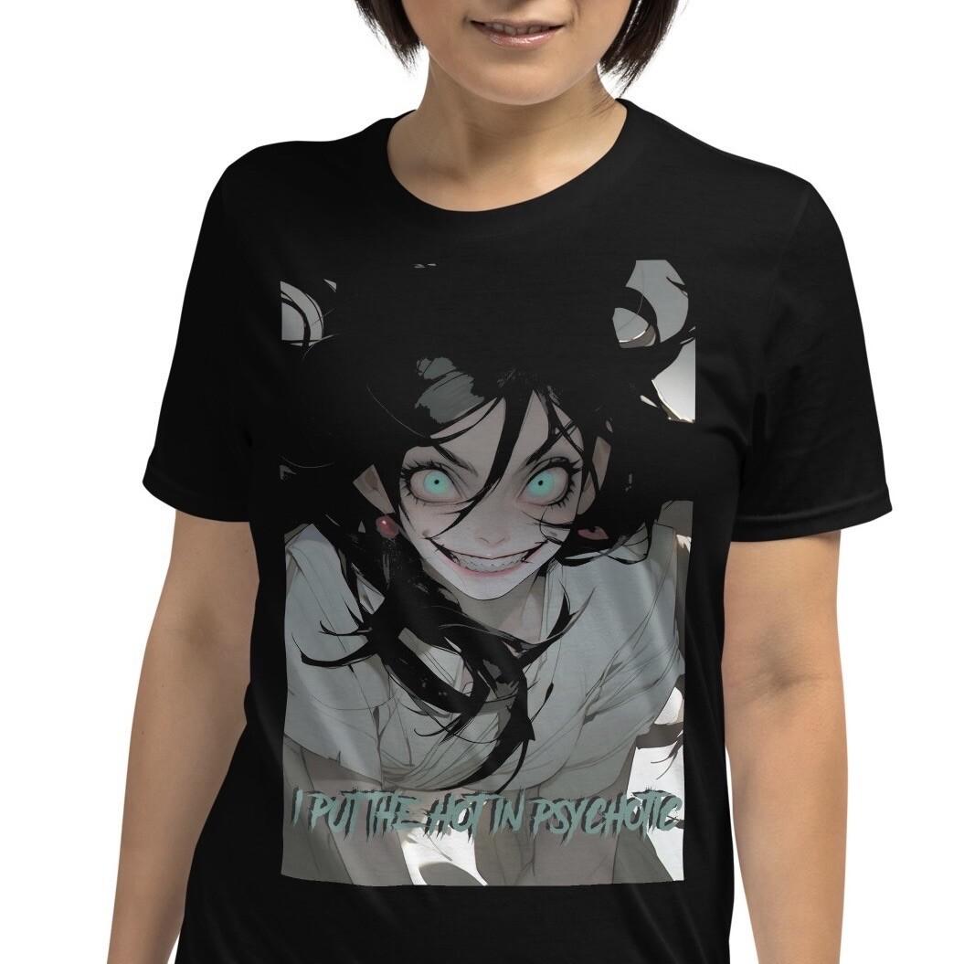 I Put The Hot In Psychotic Horror Creepy Anime Short-Sleeve Unisex T-Shirt Mens Womens Tees Top S