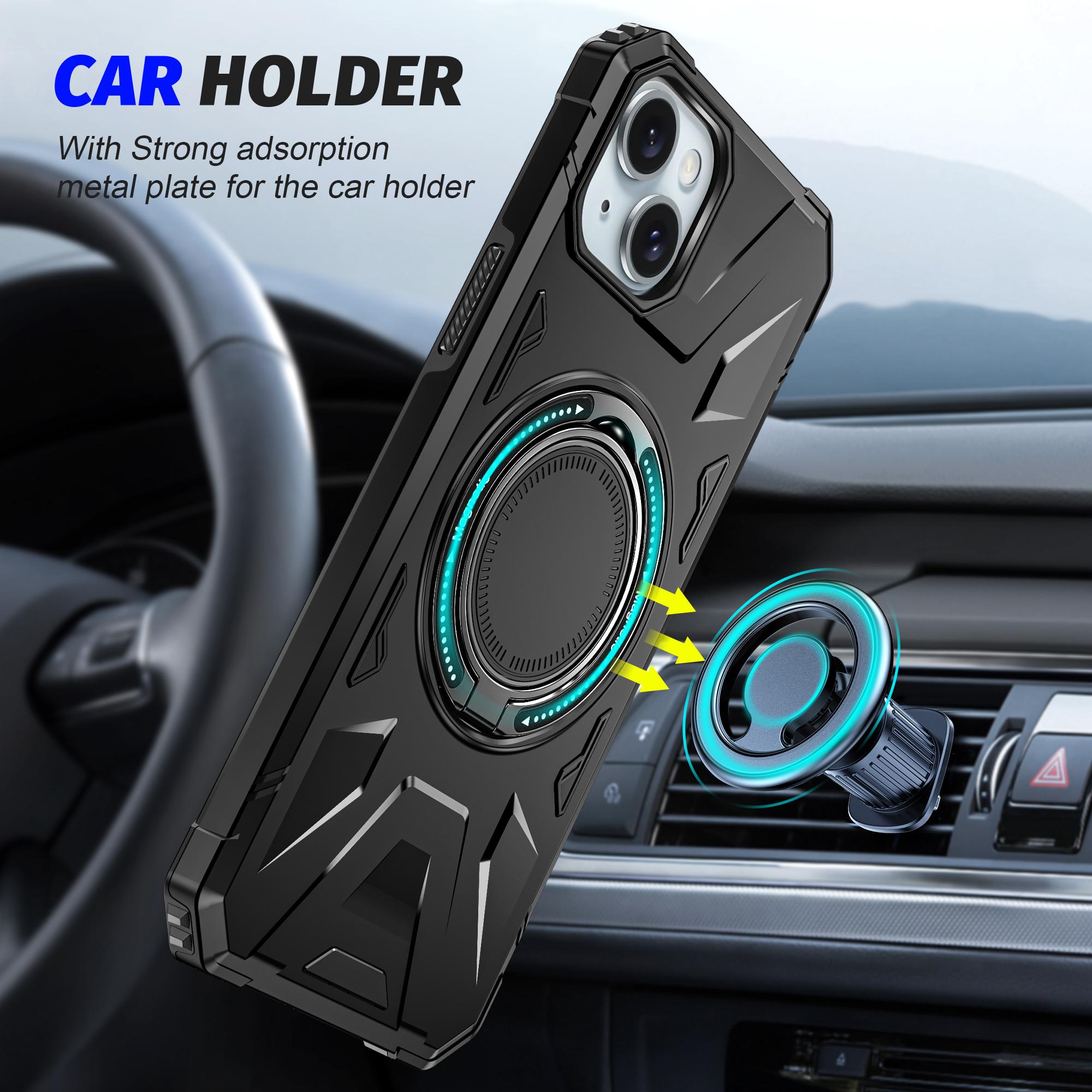 

For iPhone 15 Case Compatible with MagSafe Kickstand TPU PC Phone Cover Purple