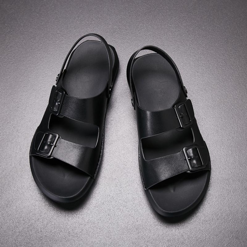 Men's Sandals New Comfortable Soft Leather Sandals Casual Men's Shoes 2024 Men Slippers Fashion Casual Flat Roman Summer Sandals