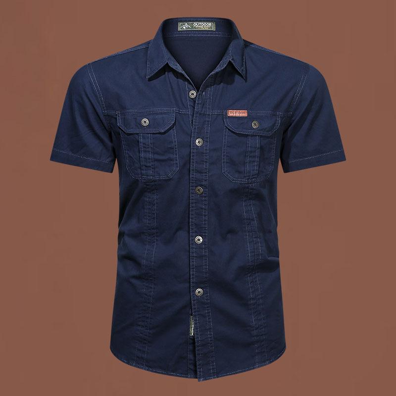 Men's Short Sleeve Outdoor Tooling Shirt Loose Breathable Soft Tooling Shirt