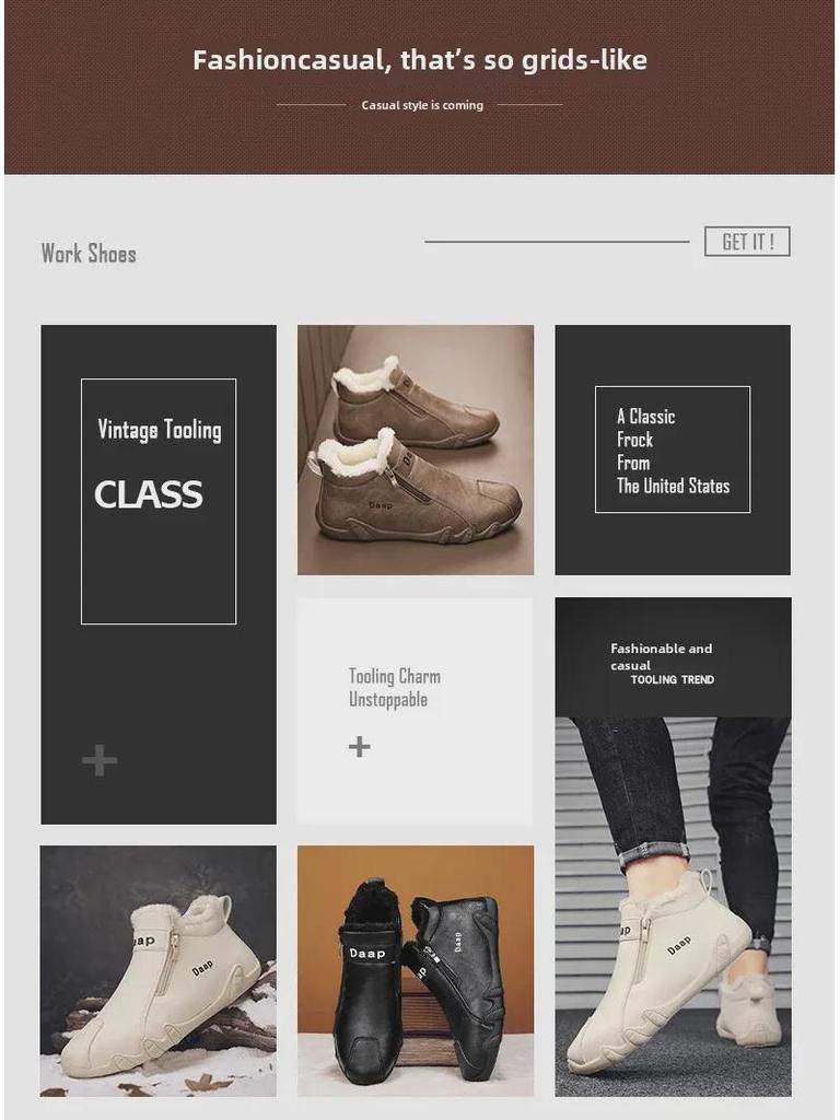 Men's High-Top Cotton Work Shoes - Trendy and All-Match for Spring 2024