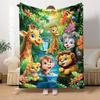 1pc Soft Jungle Animals Flannel Throw Blanket All-Season Cozy Chunky Knit Giraffe Monkey Lion Sofa Bed Travel Office Living Room