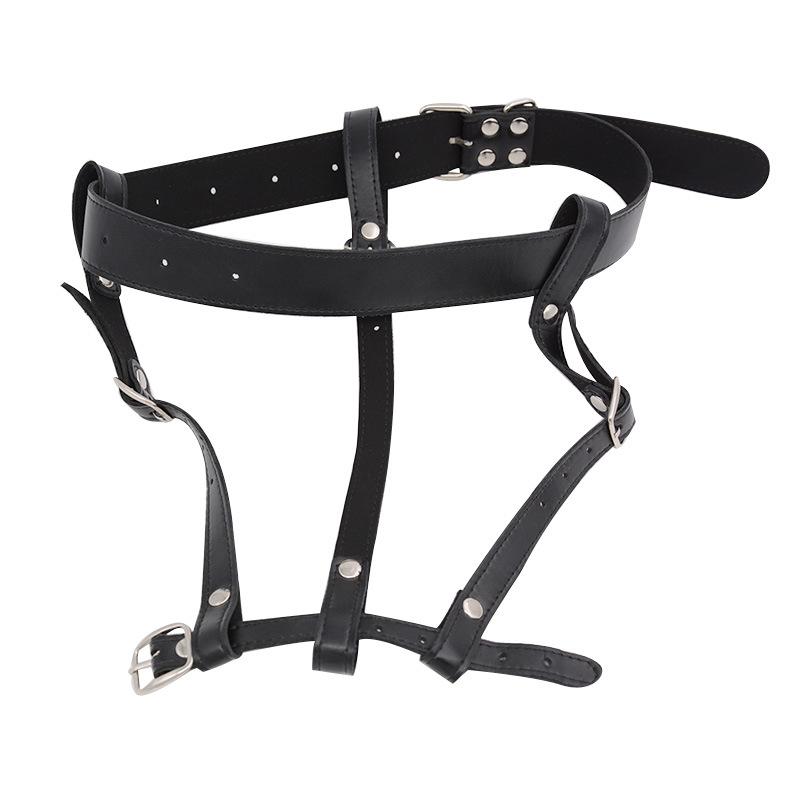 PU popruh na Bdsm Bondage AV Vibrator Kalhotky Dámský postroj na masáž Masturbátor Držák na pás cudnosti Sexuální hračky