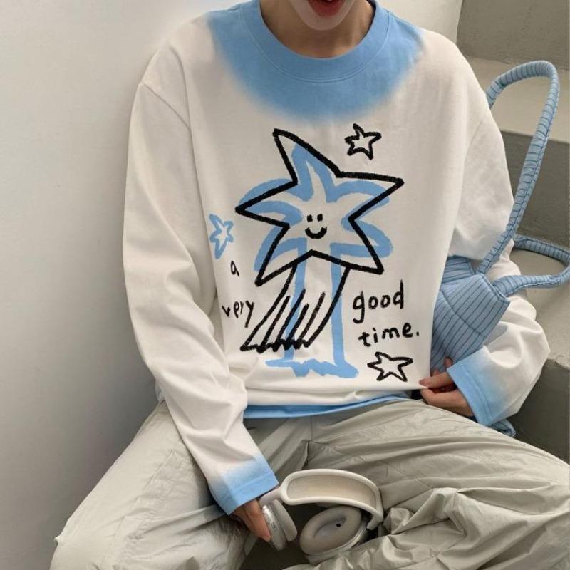 2KWEIRD Harajuku Kawaii Sweatshirts Women Oversize Cute Anime Graphic Pullovers Star Girl Y2k Japanese Fashion Female Streetwear