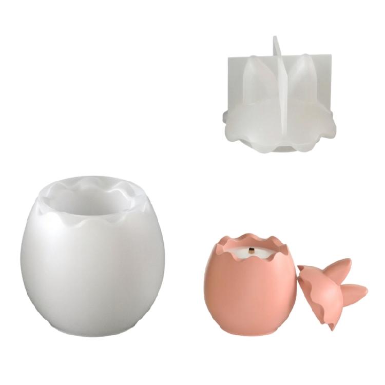 

Rabbit Eggs Shape Silicone Candle Molds with Lid For Epoxy Resin Making Candle Holder Storage Jar and Easter Decoration