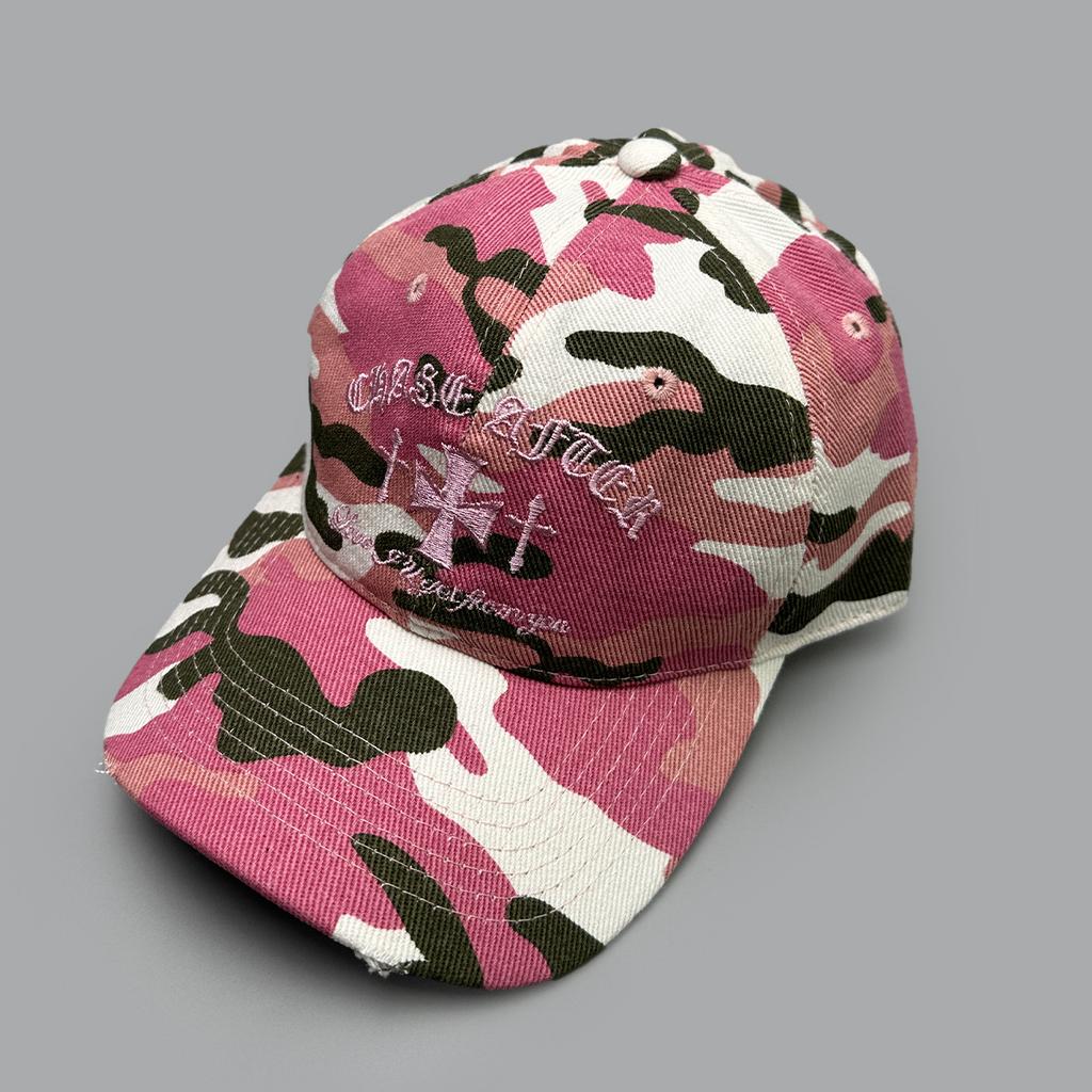 Spring And Summer Niche Camouflage Letter Cross Embroidery Baseball Cap Men'S And Women'S Sunshade Retro Cap
