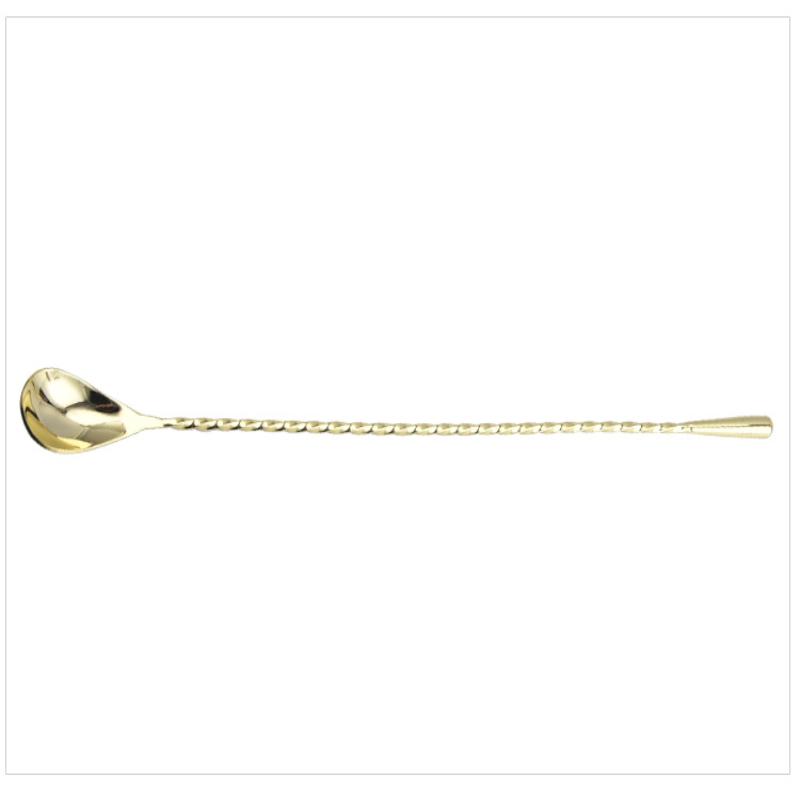 Spiral Pattern Long Handle Mixing Spoon Food Grade Stainless Steel Cocktail Scoop for Home Bar Bartender Drink Making