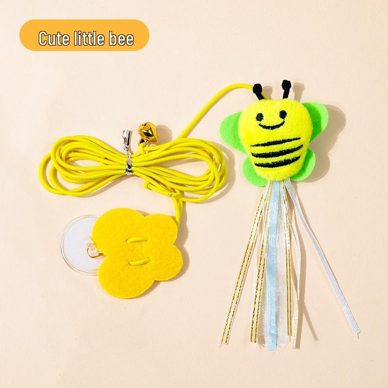 Elastic Feather Cat Teaser with Bell & Mouse for Door Hanging