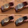 Men's Retro Genuine Cowhide Leather Belt with Smooth Buckle - Extended Large Size for Trendy and Plus-Size Fashion