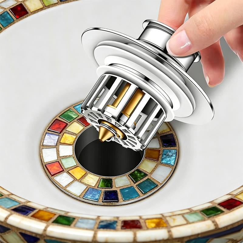 Hair Blocker Bathroom Brass Electroplating Basin Sink Pop Drain Stopper Anti Clogging Bounce Click Plug Modern High Quality