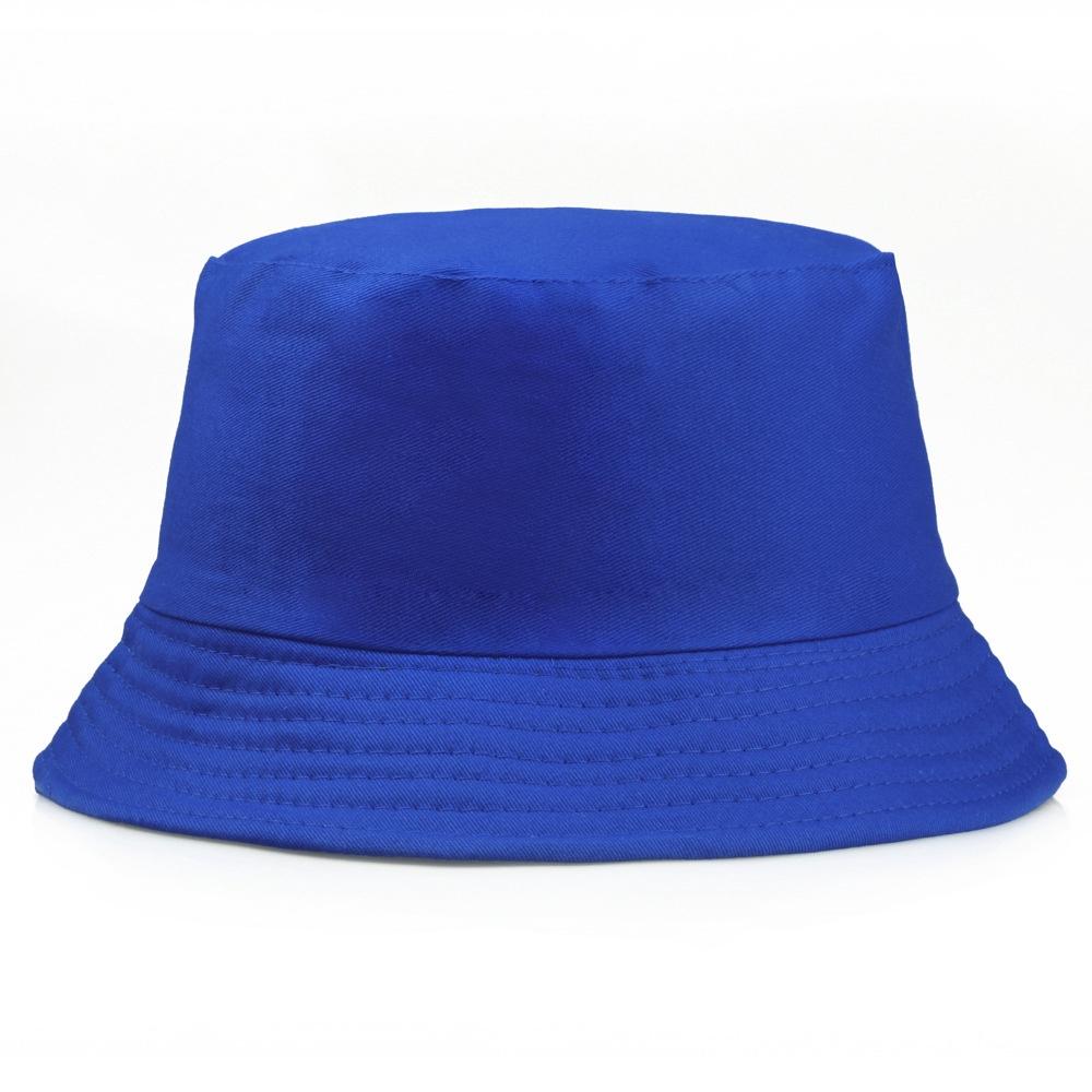 Hwcap Pure Cotton Solid Color Fisherman Hat With Embroidered Logo, Portable Bucket Hat For Sun Protection
