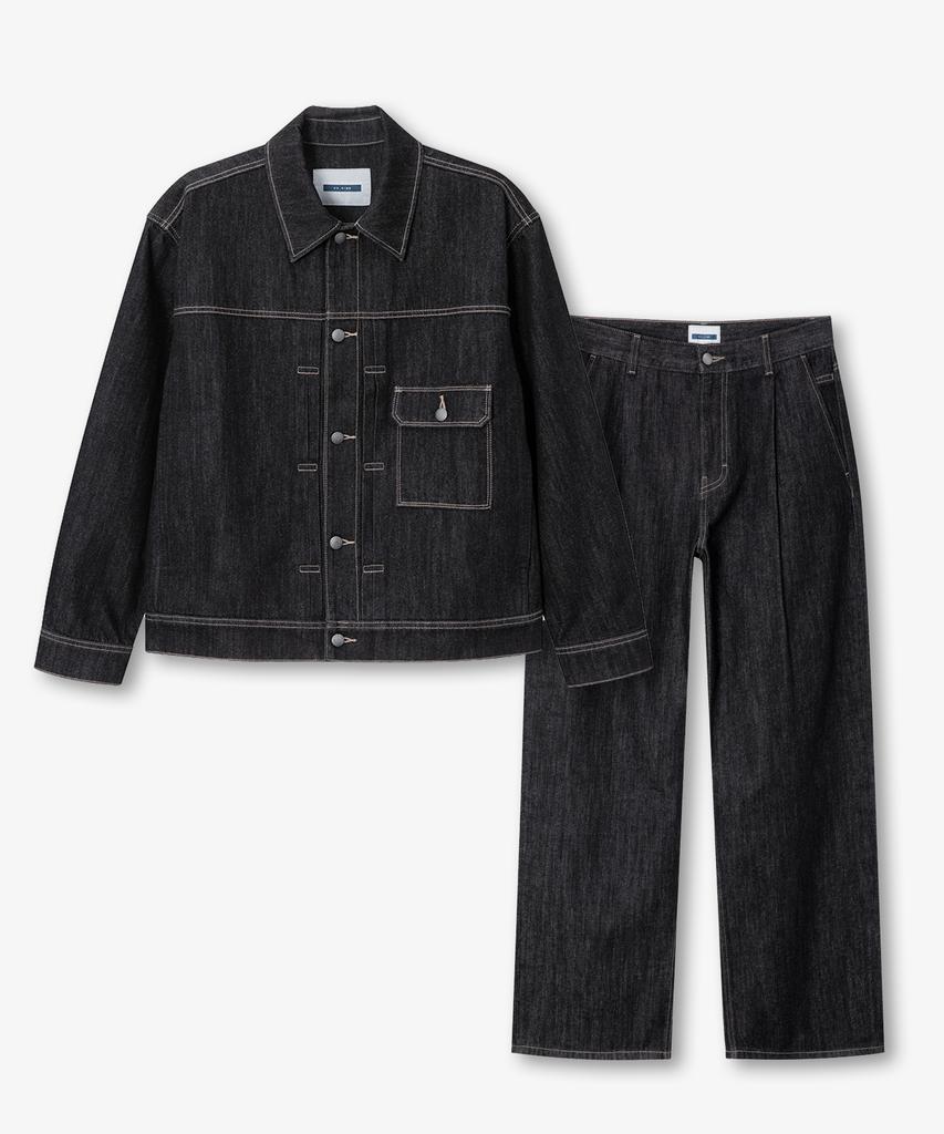 Mindbridge [Set] Black Raw Denim Single-Pleat Set-Up