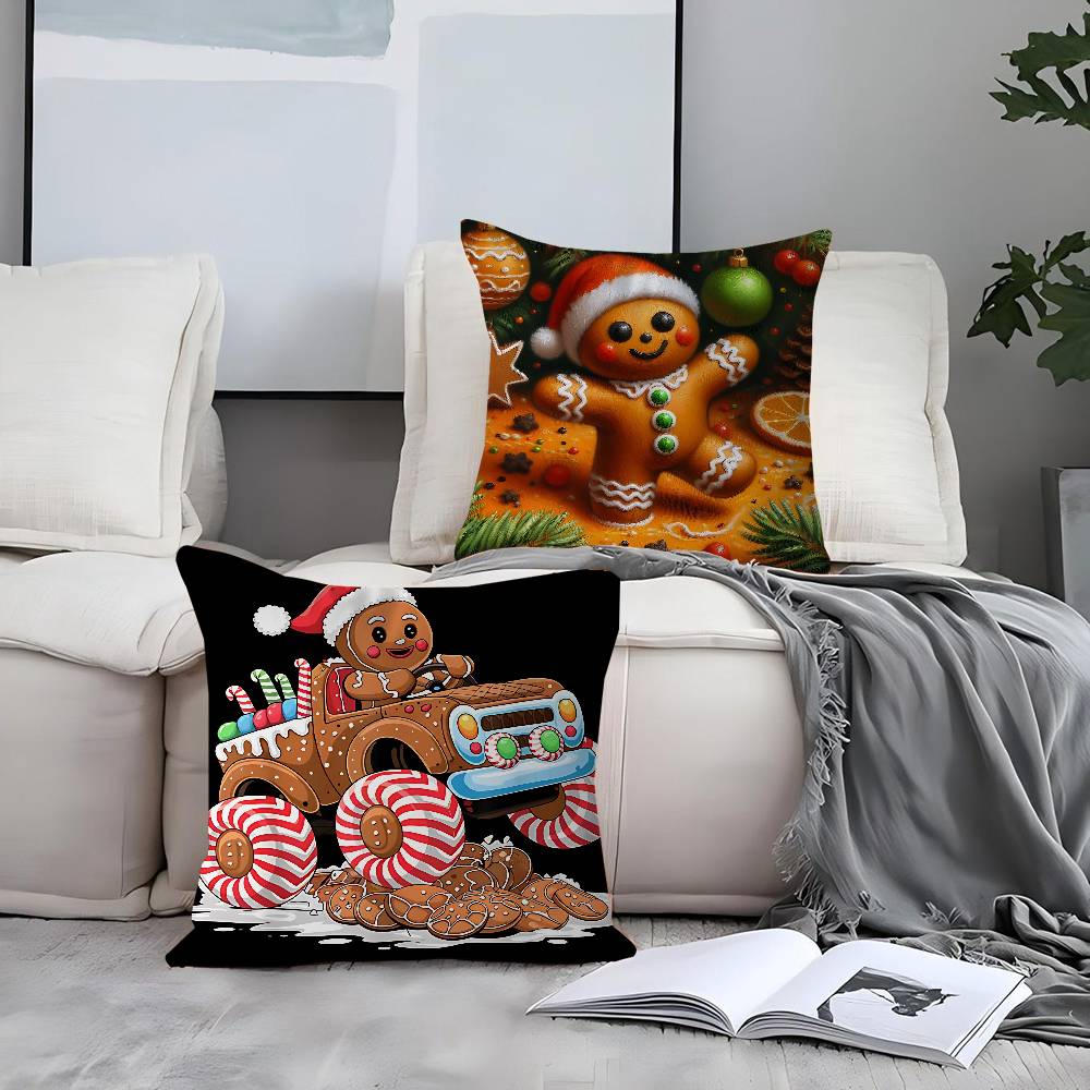 Christmas Gingerbread Man Cushion Cover 30x50 Polyester Sofa Cushions Decorative Throw Pillows Home Decoration Pillowcover