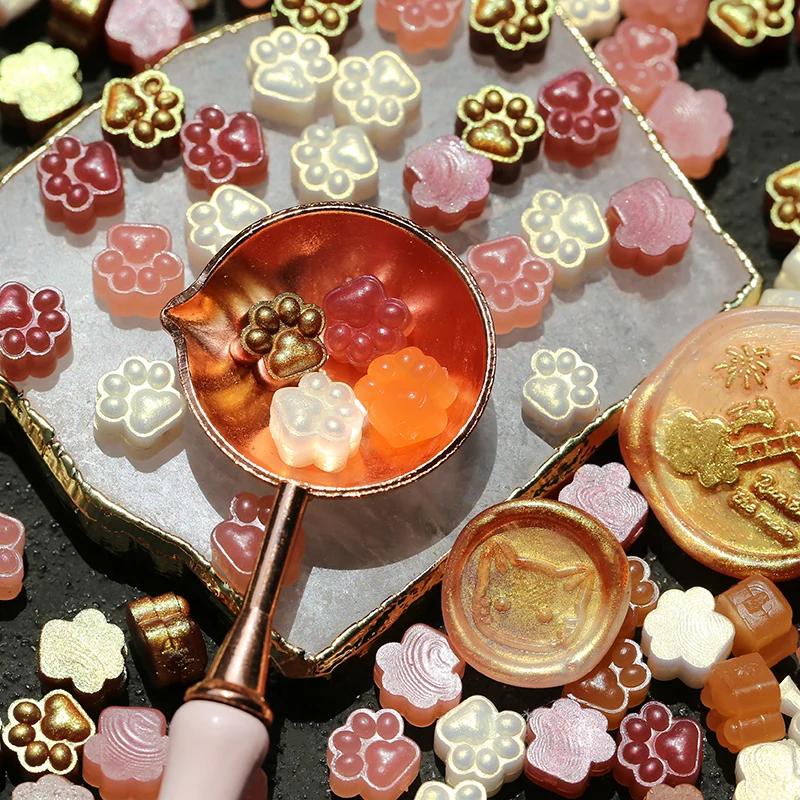 150pcs Original Cat Paw Seal Wax Grains Mixed Color Pearlescent Wax DIY Manual Account Greeting Card Envelope Decoration