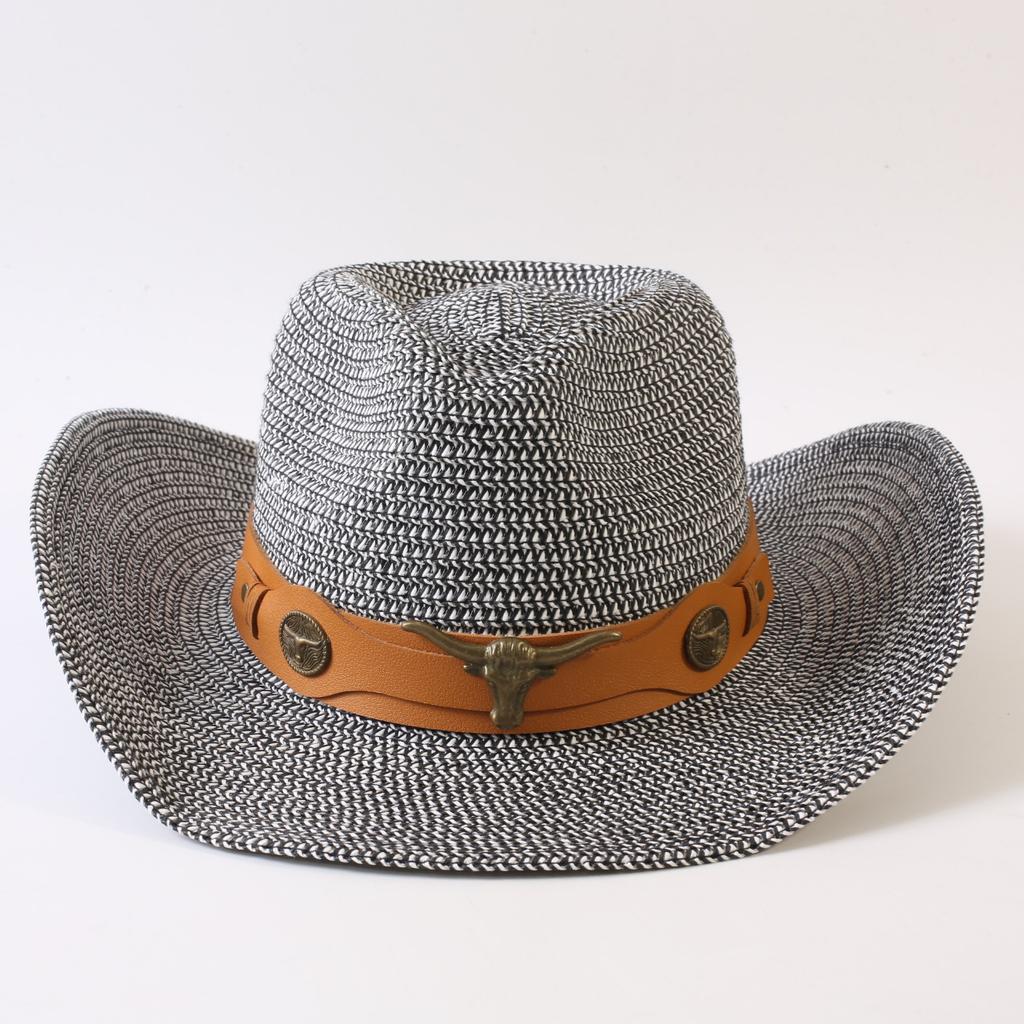 Popolare cappello da cowboy western classico europeo e americano intrecciato in paglia per uomo e donna moda outdoor stile OL cappello a cilindro intrecciato