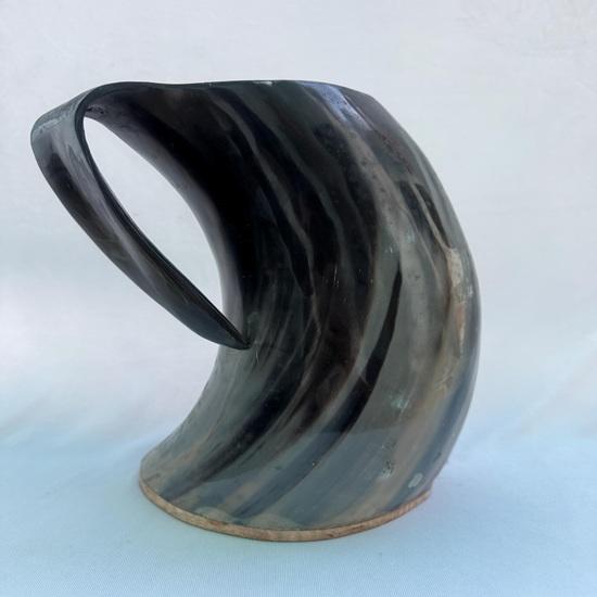Handmade Viking Horn Mug, Genuine Natural Curved Tankard, Rustic Norse Bar Decor Gift