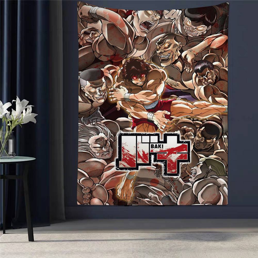 Anime Baki The GGrappler Colorful Tapestry Wall Hanging Hanging Tarot Hippie Wall Rugs Dorm Wall Art Decor