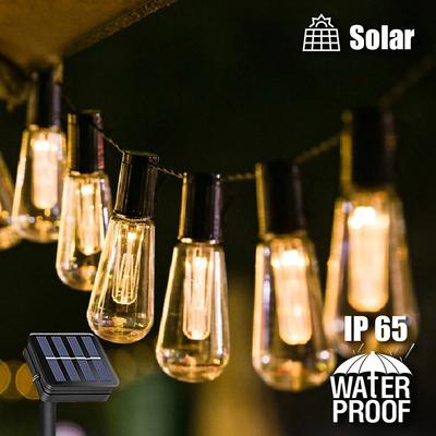 Catena Luminosa Solare a LED Impermeabile Ghirlanda da Esterno Decorazione Natalizia Lampadine Globo Solare Campeggio Giardino Festa Terrazza Lampada Fatata
