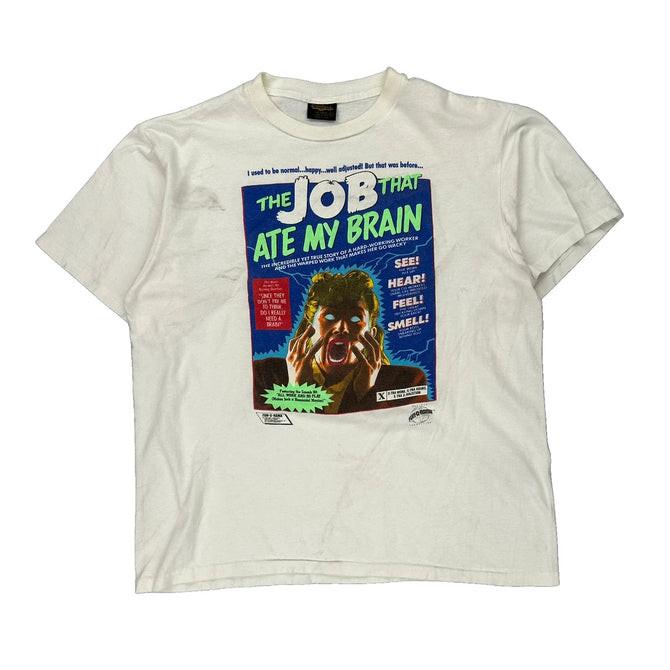 The Job That Ate My Brain Changes Single Stitch T-Shirt, printed on a new shirt. Unisex T-Shirt L