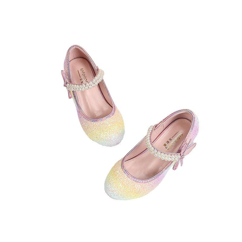 

Fashionable and dazzling crystal princess shoes with gradient color matching, British princess style crystal shoes, little fairy girls leather shoes 25