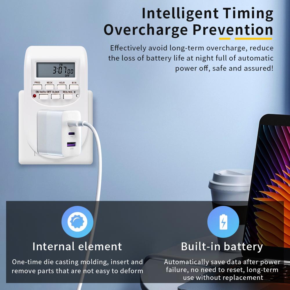 Intelligent Digital Timer Switch 220V 7 Days Weekly Programmable Electronic Timing Socket EU Plug Outlet Appliance Time Control