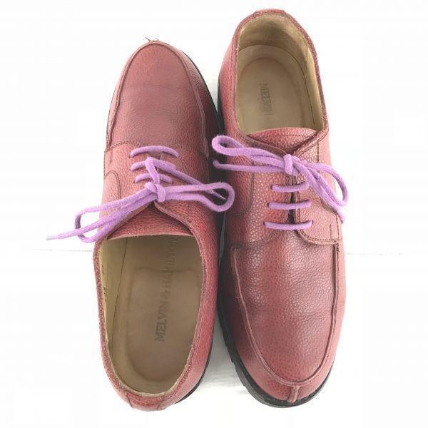 Europe Melvin & Hamilton Leather U-Tip Shoes Men 24.5 Red Brown Rubber Sole(USED)