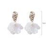 925 Silver Needle Pearlescent Crackle Shell Flower Earrings - Fairy Style Design