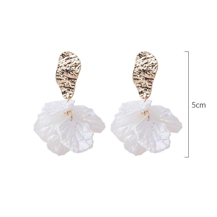 925 Silver Needle Pearlescent Crackle Shell Flower Earrings - Fairy Style Design