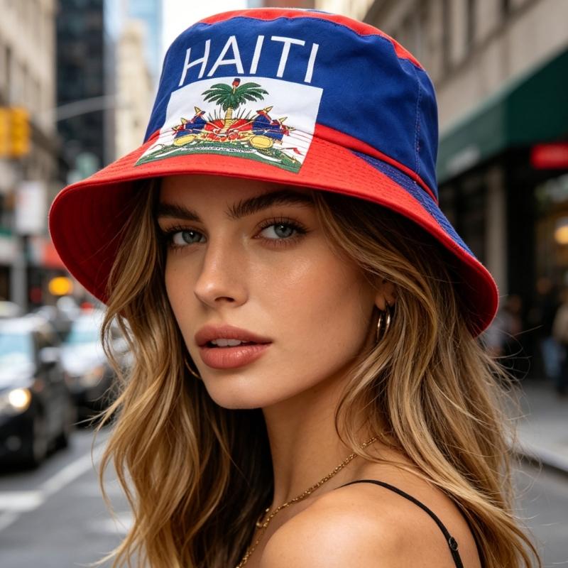 Comfortable Breathable Polyester Fisherman Hat Flag Print Fisherman Hat Suitable for Sport Fans and Outdoor Event