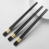 10 Pairs Plastic Chopsticks Black Gold Non-Slip Grip Micro-Tip Design Chopsticks Ergonomic Cylindrical Sushi Sticks for Chinese Japanese Food Elegant