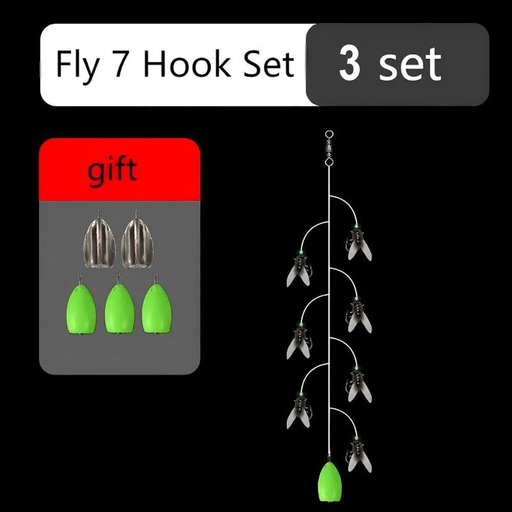 Multi Hook Artificial Fly Fishing Bait Set 3D Biomimetic Fly Fishing Bait Fast Attack Fly Bait Manual Bait Set for Various Fish