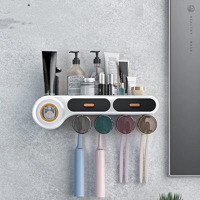 Nouveau Porte-brosse à dents multifonctionnel avec gobelets Montage mural Distributeur automatique de dentifrice Rangement pour accessoires de salle de bain